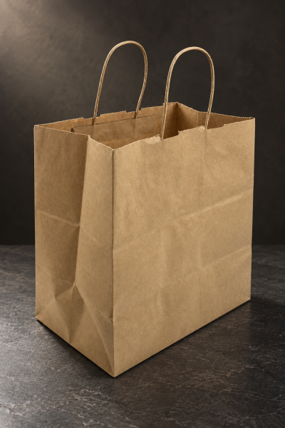Kraft Kağıt Alışveriş, Hediye Çantası, Poşet Çanta, Büküm Saplı,  20x32x32 cm (25'li Paket)
