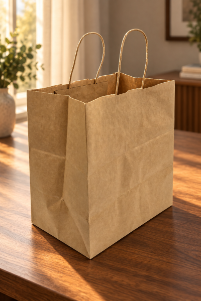 Kraft Kağıt Alışveriş, Hediye Çantası, Poşet Çanta, Büküm Saplı,  20x32x32 cm (25'li Paket)