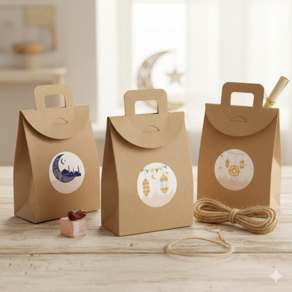 Ramazan Takvim Seti - 30 Günlük Advent Calendar Sticker - 30 Adet Kraft El Geçme Çanta - 10m Jüt İp