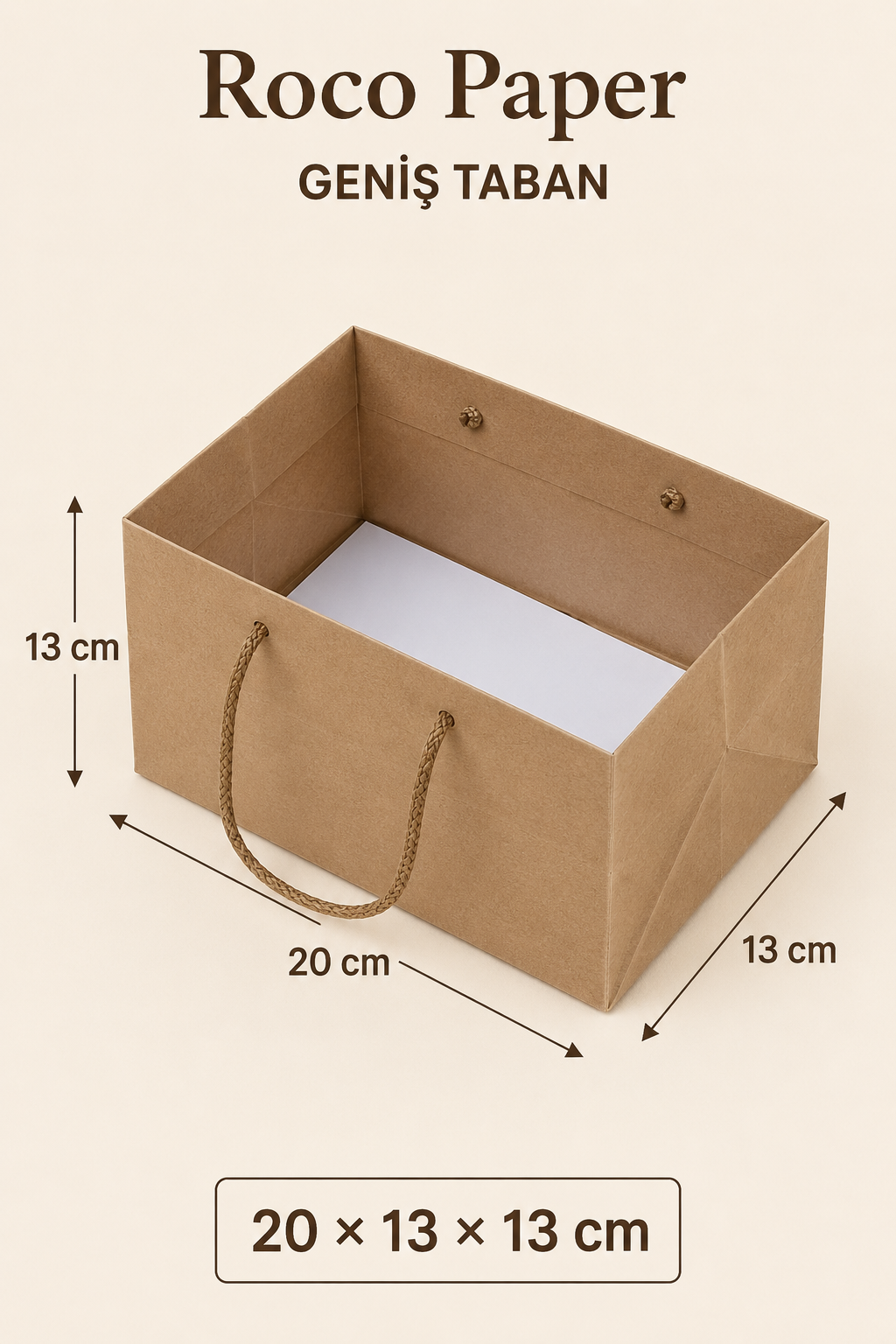 Kraft Karton ''pasta'' Çanta 20x13x13 Cm (10'LU PAKET)