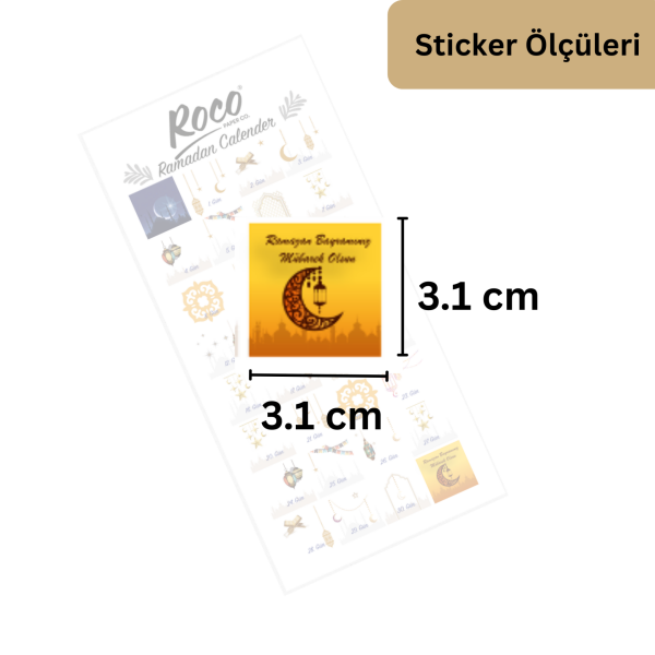 Ramazan Temalı Advent Takvim Sticker Seti - Dekoratif 30 Günlük Calender Etkinlik Çıkartma Seti