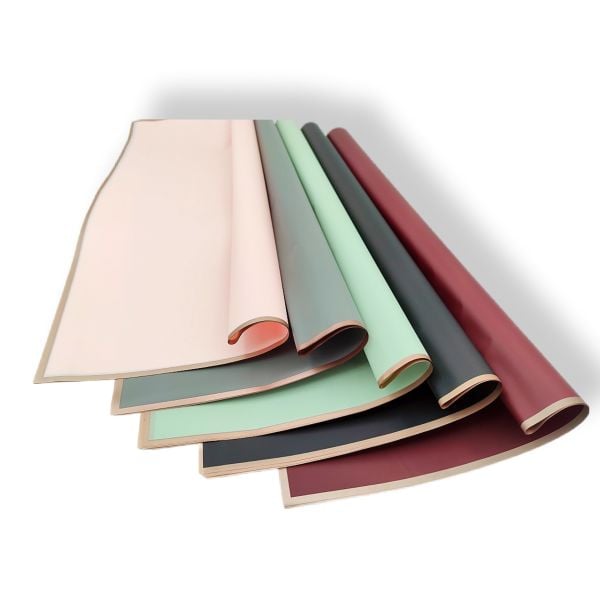 Çiçek Ambalaj Kağıdı - 5 RENK - Altın Kenarlı - Mat OPP 58x58 cm - 20 Adet