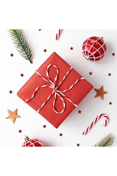 Hediye Paketleme İpi, Kırmızı Beyaz Ambalaj, Süsleme, Marteniçka İpi, 5 metre (TWINE BAKER)