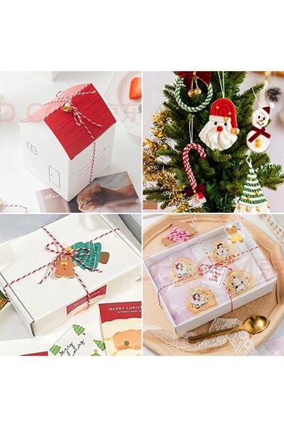 Hediye Paketleme İpi, Kırmızı Beyaz Ambalaj, Süsleme, Marteniçka İpi, 5 metre (TWINE BAKER)