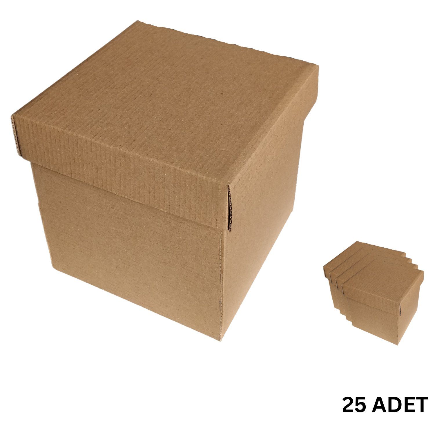 Kapaklı E-Ticaret Hediye Kutusu, Kraft Kare Kargo Paketleme Kutusu, 25 Adet, 15x15x15 Cm