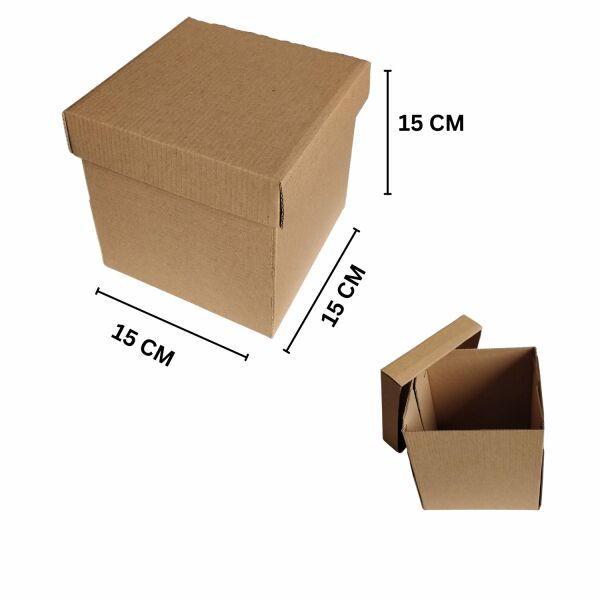 Kapaklı E-Ticaret Hediye Kutusu, Kraft Kare Kargo Paketleme Kutusu, 25 Adet, 15x15x15 Cm