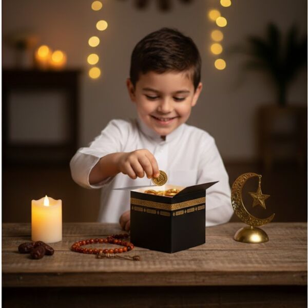 Ramazan ve Bayram İçin Kabe Şekilli Hediyelik Kutu - Mevlid ve İftar İkram Kutusu, 9x9x9 Cm, 12 Adet