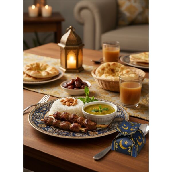 Ramazan Tasarımlı Mini Lokum Kutusu - 7x7x5 cm, Hediye Hurma, Şeker Kutusu, 6 Adet