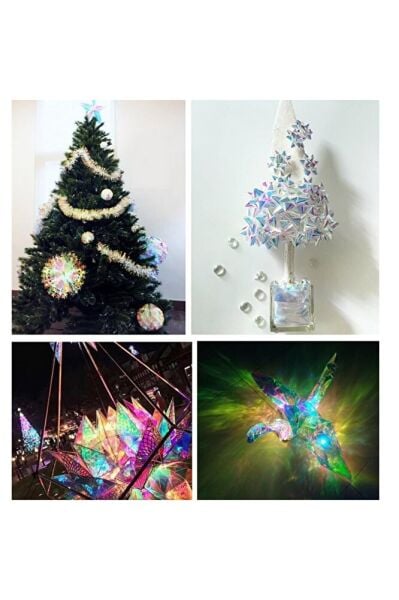 Yanardöner Jelatin Ambalaj Kağıdı, 57x57cm,Gökkuşağı Efektli Çiçek ve Hediye Paketleme Kağıdı,5Adet