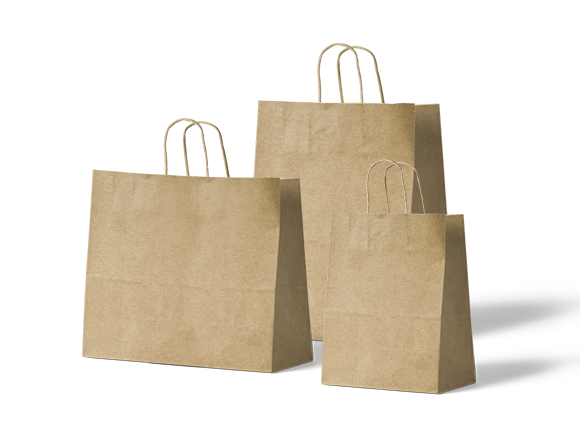 Kraft Kağıt Alışveriş, Hediye Çantası, Poşet Çanta, 8x18x24 cm (25'li Paket) Büküm Saplı