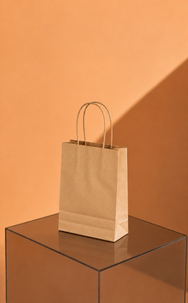 Kraft Kağıt Alışveriş, Hediye Çantası, Poşet Çanta, 8x18x24 cm (25'li Paket) Büküm Saplı Küçük Boy