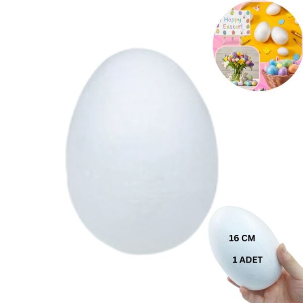 Paskalya Strafor Yumurta, Hobi, Boyama ve Süsleme Malzemesi, Boyanabilir Köpük  16x12 Cm, 1 Adet