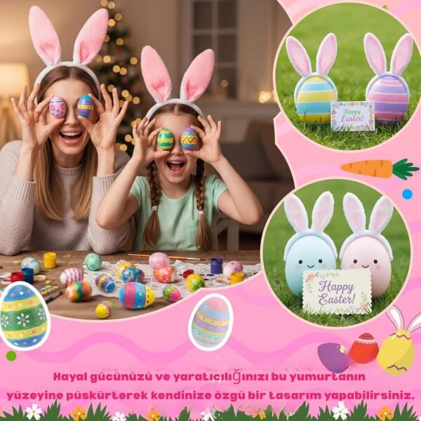 Paskalya Strafor Yumurta, Hobi, Boyama ve Süsleme Malzemesi, Boyanabilir Köpük  16x12 Cm, 1 Adet