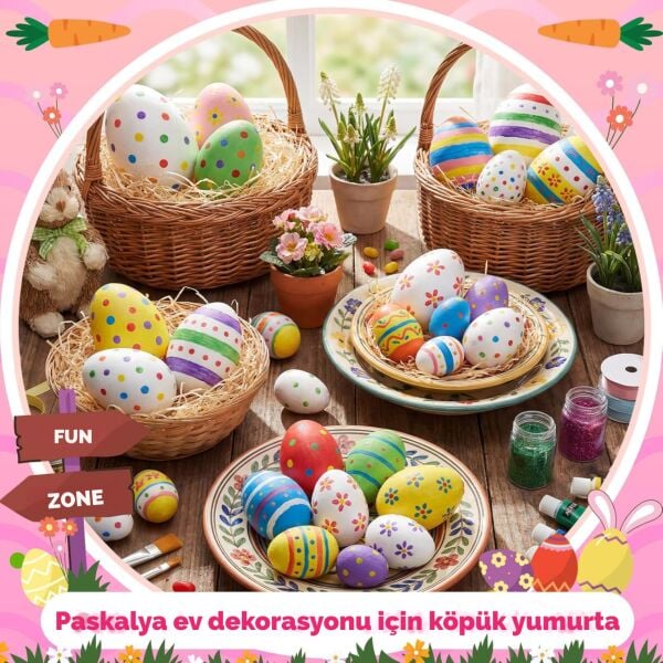 Paskalya Strafor Yumurta, Hobi, Boyama ve Süsleme Malzemesi, Boyanabilir Köpük  16x12 Cm, 1 Adet