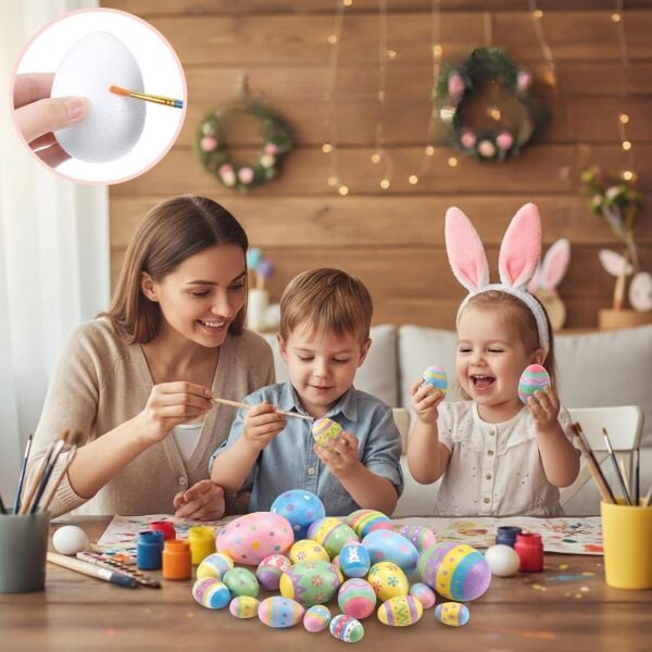 Paskalya Strafor Yumurta, Hobi, Boyama ve Süsleme Malzemesi, Boyanabilir Köpük  16x12 Cm, 1 Adet