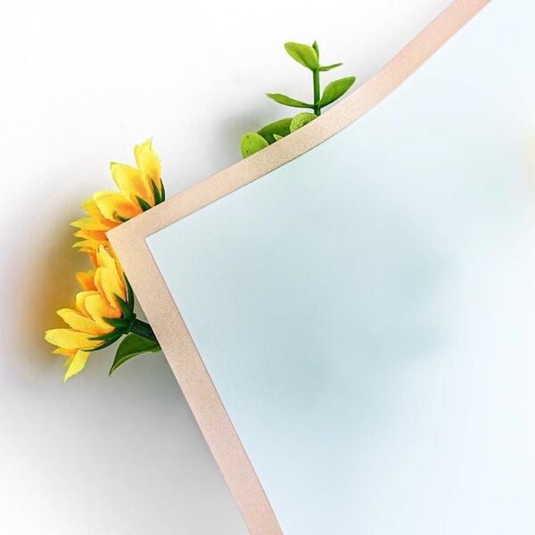 Çiçek Buket Kağıdı, Altın Kenarlı Çiçek Ambalaj Kağıdı, Mat OPP 58x58 cm - 20 Adet, Bulut Mavisi