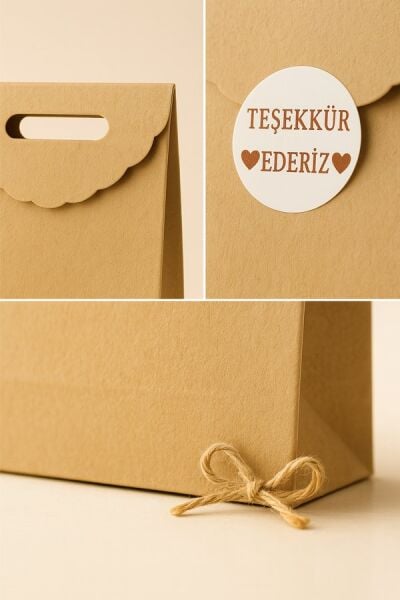 El Geçme Çok Amaçlı Karton Çanta - Kına, Hediye, Takı Çantası, 9x13 Cm, 25 Adet
