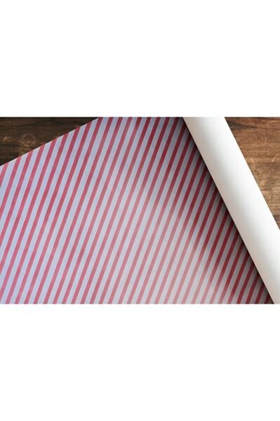 Kırmızı Verev Çizgili Pelur Kağıt, Hediye ve Çiçek Paketleme Kağıdı, A4 - 100 Adet