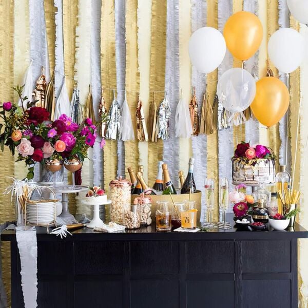 Gümüş Krapon Kağıdı Rulosu, Çiçek Yapım, Parti, El İşi Süsleme Kağıdı, 2li Paket, 4.5 Cm x 22 Metre