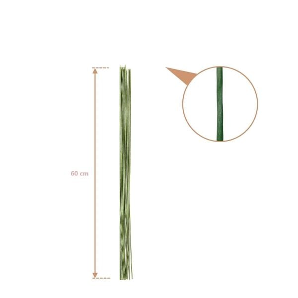 Roco Paper Çiçek Teli  No:20 (1.2mm) - 15 Adet 60 cm - Yeşil