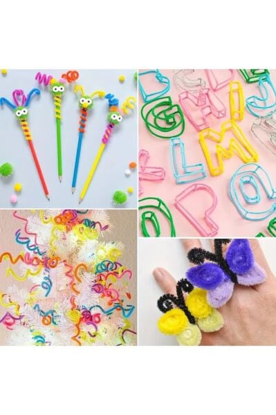 Şönil Tel Seti, El İşi, DIY, Hobi ve Çiçek Yapım Telleri, Neon Sarı, 100 Adet, 6 mm - 30 Cm