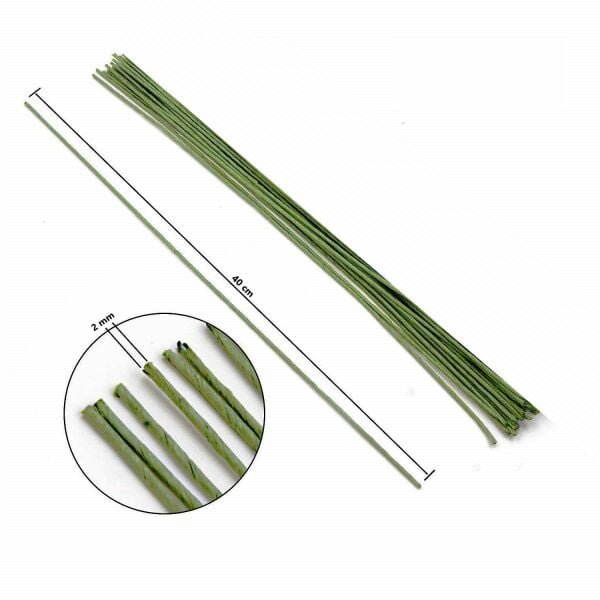 Roco Paper Çiçek Teli 2 mm. - 10'lu Paket 40 cm - Yeşil