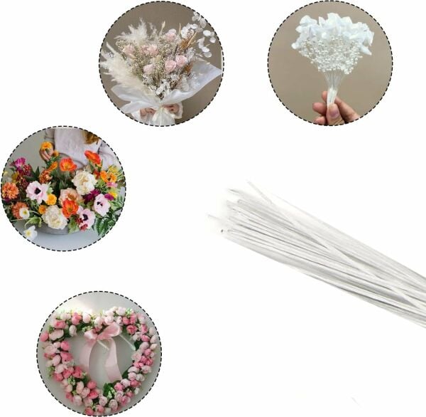 Roco Paper Çiçek Teli  No:18 (1.5mm) - 9 Adet 60 cm - Beyaz