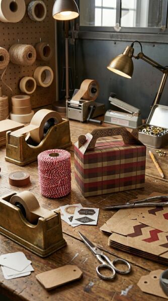 Tutmalı Kraft Hediye Kutusu, Ekose Desenli Taşıma Kulplu Karton Poşet 6’lı Set, 11x16x8 cm