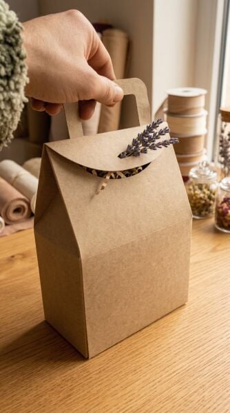 El Geçme Kraft Çerez Hediyelik Çantası-12’li, Kına Nikah Parti Hediye Kutusu, No:4 - 15x8x19 cm