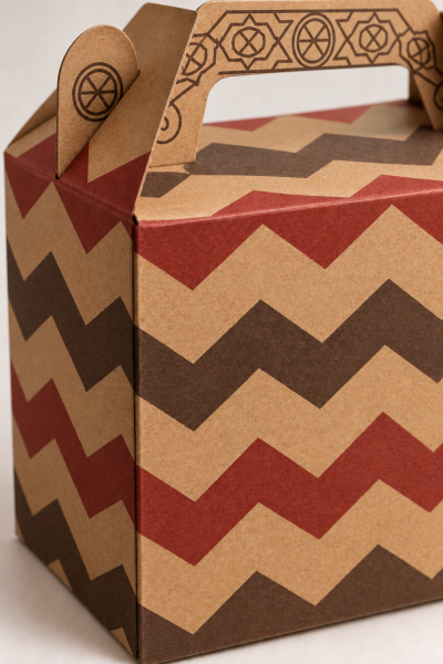 Tutmalı Zigzag Desenli Kraft Hediye Kutusu, Nikah-Doğum Günü, Butik Kutusu,  11x16x8 cm