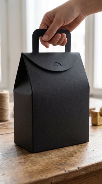 El Geçme Siyah Çerez Hediyelik Çantası-12’li, Kına Nikah Parti Hediye Kutusu, No:4 - 15x8x19 cm