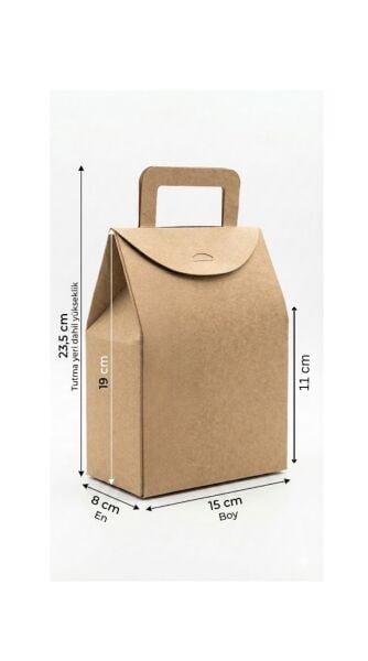 El Geçme Kraft Çerez Hediyelik Çantası - 6lı, Kına Nikah Parti Hediye Kutusu, No:4 - 15x8x19 cm