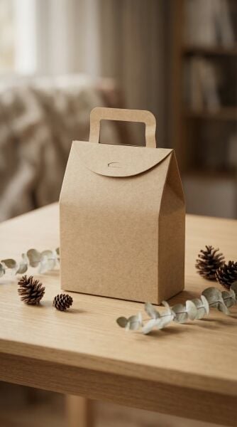 El Geçme Kraft Çerez Hediyelik Çantası - 6lı, Kına Nikah Parti Hediye Kutusu, No:4 - 15x8x19 cm