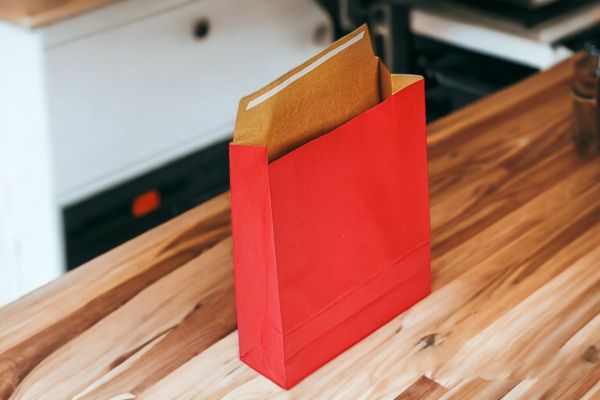 Roco Paper Hediye Paketi 25*8*36 cm Kese Kağıdı Yapışkanlı Ağız Bordo 25'li Paket