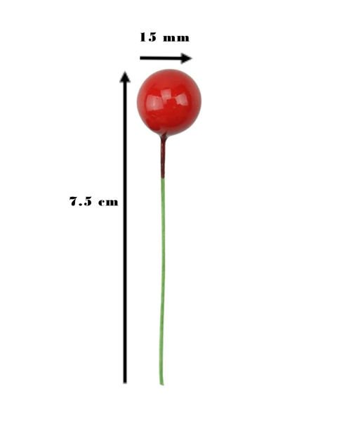Yılbaşı Çubuklu Süsleme Topları Kırmızı 10’lu Paket