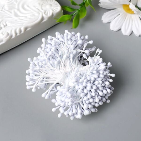 Klasik Plastik Tohum 20'li Bağ - Beyaz Çift Taraflı Yapay Çiçek Tomurcuğu, Buket Çiçek Süsleme