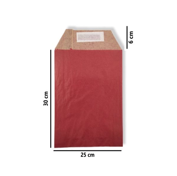 Hediye Paketi 25x6x30 Cm Dipsiz Kese Kağıdı Yapışkanlı Ağız Kırmızı 25'li Paket