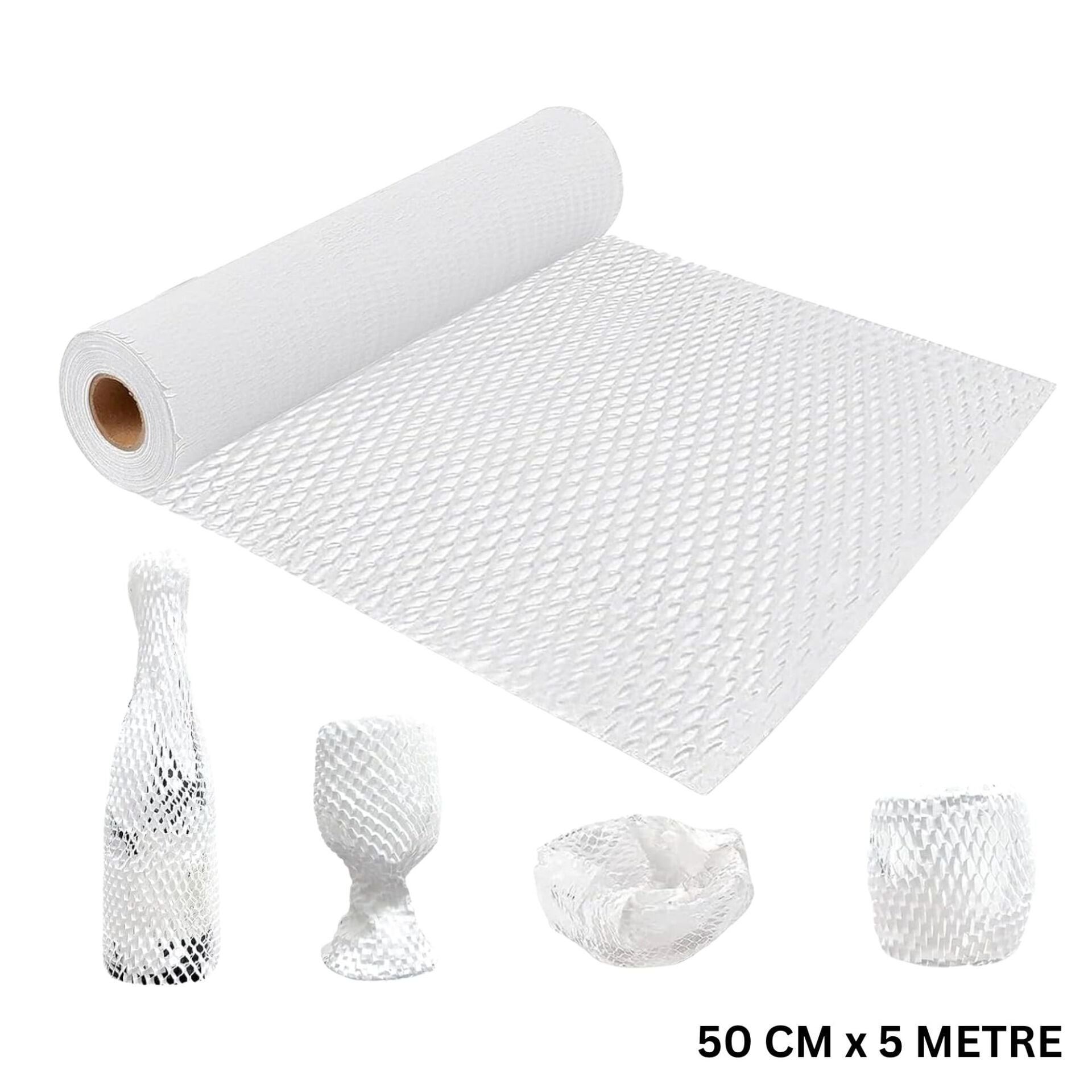Beyaz Petek Dolgu Ambalaj Sargı Kağıdı, Hediye ve Eşya Paketleme, Kargo Kağıdı - 50 cm x 5 metre