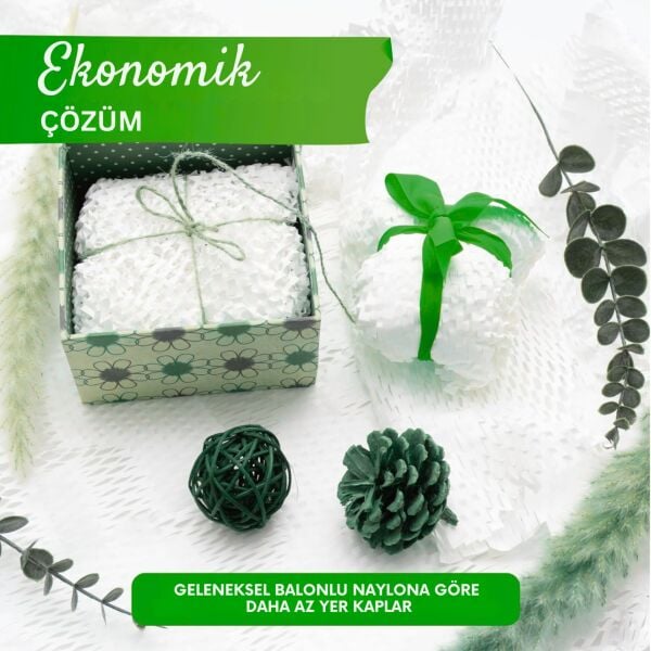 Beyaz Petek Dolgu Ambalaj Sargı Kağıdı, Hediye ve Eşya Paketleme, Kargo Kağıdı - 50 cm x 5 metre