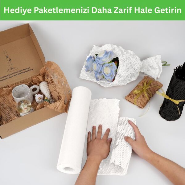 Beyaz Petek Dolgu Ambalaj Sargı Kağıdı, Hediye ve Eşya Paketleme, Kargo Kağıdı - 50 cm x 5 metre