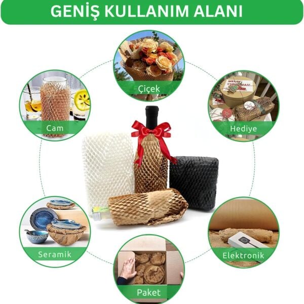 Beyaz Petek Dolgu Ambalaj Sargı Kağıdı, Hediye ve Eşya Paketleme, Kargo Kağıdı - 50 cm x 5 metre