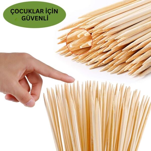 Ahşap Çöp Şiş DIY Çubuk Seti-100lü, Krapon, Şönil Çiçek Yapım Çubukları, Çok Amaçlı Hobi Çubuğu, 3 mm Kalınlık