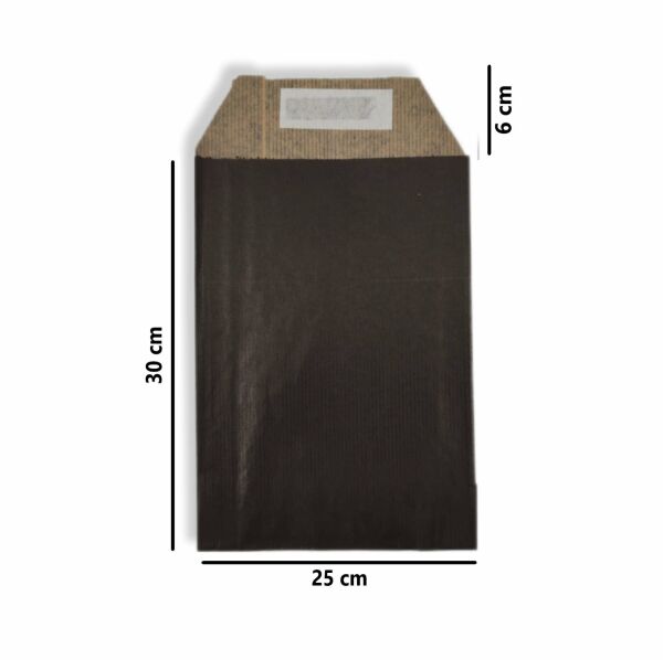 Roco Paper Hediye Paketi 25*6*30 cm Dipsiz Kese Kağıdı Yapışkanlı Ağız Siyah 25'li Paket