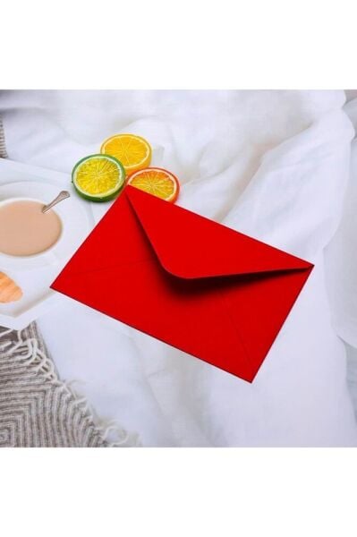50 Adet Kırmızı Davetiye Zarfı, Dayanıklı Mat Tebrik Kartı ve Mektup Zarfı Seti, 13x18 cm - 140 gr