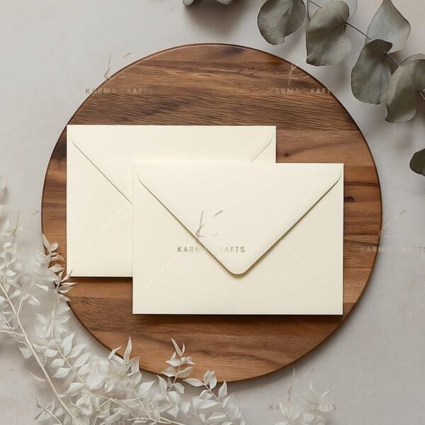 Krem Davetiye Zarfı, Dayanıklı Mat Tebrik Kartı ve Mektup Zarfı Seti, 50 Adet, 13x18 cm - 140 gr