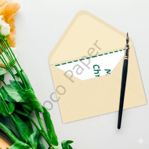 Krem Davetiye Zarfı, Dayanıklı Mat Tebrik Kartı ve Mektup Zarfı Seti, 50 Adet, 13x18 cm - 140 gr