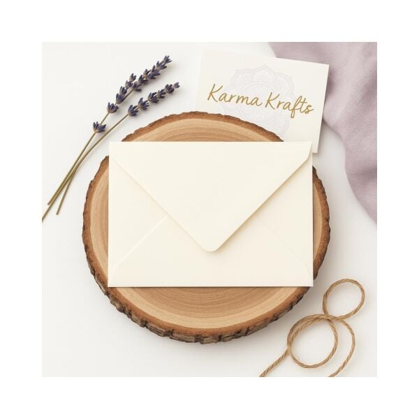 Krem Davetiye Zarfı, Dayanıklı Mat Tebrik Kartı ve Mektup Zarfı Seti, 50 Adet, 13x18 cm - 140 gr