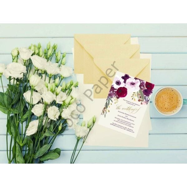 Krem Davetiye Zarfı, Dayanıklı Mat Tebrik Kartı ve Mektup Zarfı Seti, 50 Adet, 13x18 cm - 140 gr