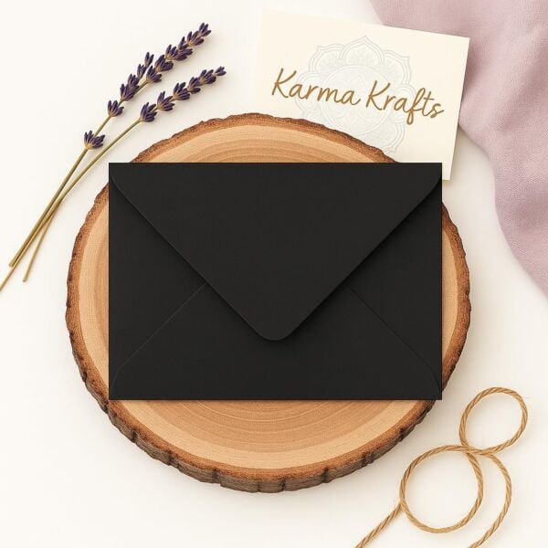 Siyah Davetiye Zarfı, Dayanıklı Mat Tebrik Kart ve Mektup Zarfı Seti, 50 Adet, 13x18 cm - 140 gr