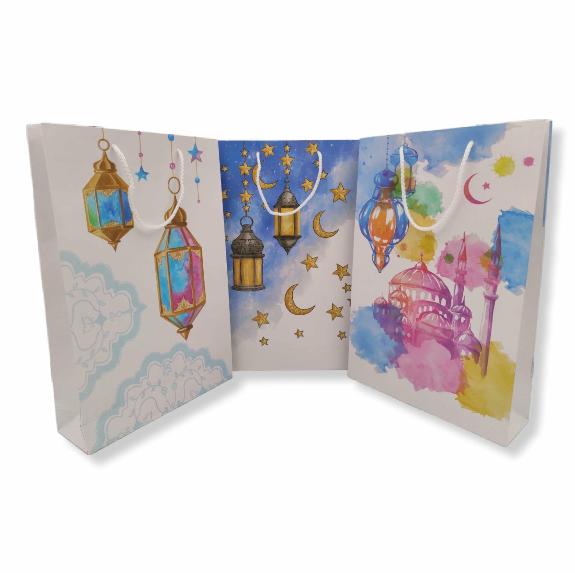 Karton Çanta Ramazan Tema Baskılı Set 26x40x8 Cm 3 Adet